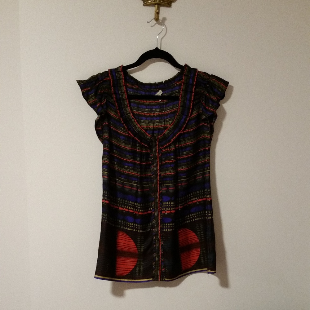 Silk sleeveless top with ruffle detail